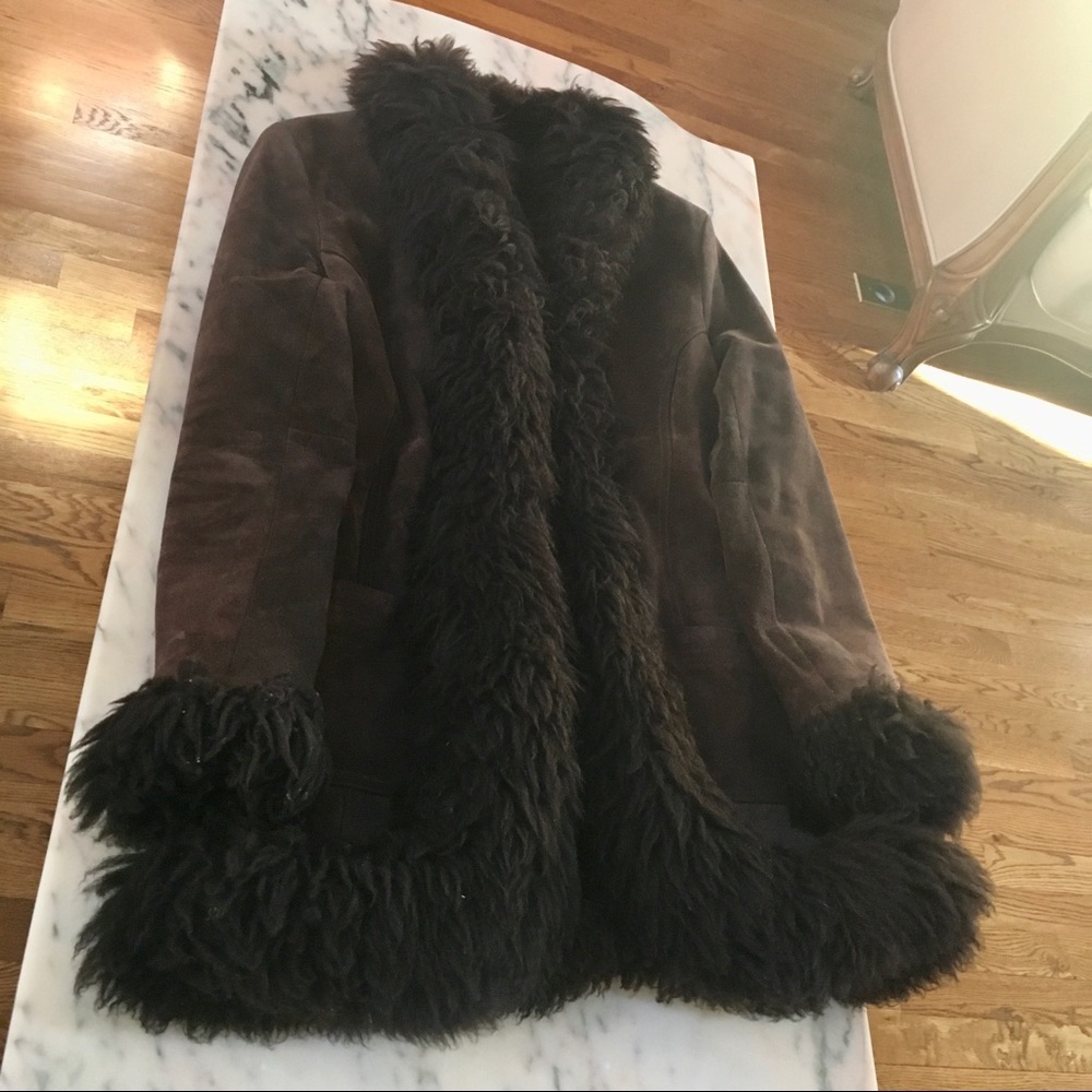Guess 100% Lamb Fur Shearling Coat - Picture 6 of 8
